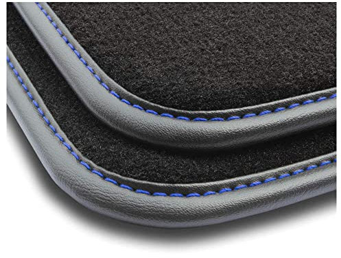 MOTOS Premium Velours-Fußmatten passend für BMW 1er F20 2011-2019 - Premium, Leder, Blau fußmatten Auto - Erleben Sie neuen Fahrkomfort mit einem Automatten Satz für Ihr Auto