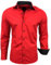 Subliminal Mode - Chemise Homme Bicolore uni Manches Longues Coupe Slim Business RN44,XXL,Rouge