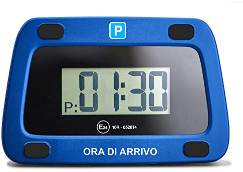 Parkwächter V0 Digitale Parkscheibe für Italien, elektronische Parkuhr, automatische Digitale Parkscheibe gemäß Straßenverkehrsordnung, Digitale Parkscheibe für das Auto, blau, 111x72x25 mm