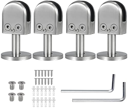Proster 4PZ Supporto Vetro 9-10mm con Staffa di Supporto da 40mm per Montaggio a Pavimento Morsetti per Vetro Acciaio Inox 304 Mensole Vetri per Balaustra Ringhiera Corrimano della Scala