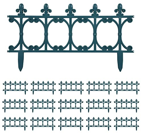 vidaXL 16x Rasenkante Beetumrandung Beeteinfassung Raseneinfassung Zierzaun Zaun Ziergitter Beetzaun Beetabgrenzung Beet Einfassung Grün 10m PP