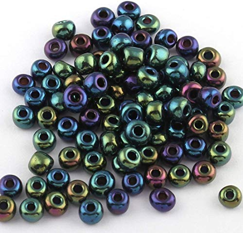 Juego de 3300 cuentas de cristal de 3 mm, color metálico, 8/0, perlas Pony, miniperlas transparentes para niños, cuentas de metal, verde y azul