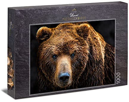 Ulmer Puzzleschmiede - Animal Portrait Puzzle 'Grizzly' - Classic 1000pc Jigsaw Puzzle - Modern Photographed Bear in Close Up