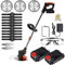Coupe Bordure sans Fil avec Batterie( 6000mA), 2pcs 21V , Débroussailleuse électrique évolutive 1-30CM avec 3 Types de Lames, pour la pelouse, Le Jardin (Orange)