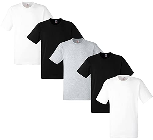 Fruit of the Loom Men's T-Shirt, Heavy Cotton, M, L, XL, XXL, 3XL, Various Colour Sets, Pack of 5, XXL