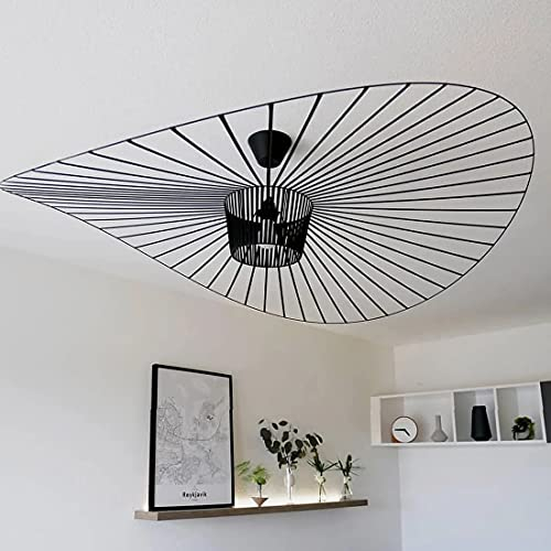 GLZXMQBP Vertigo Lampe 120CM Schwarz Pendelleuchte Vintage HäNgelampe Modern Hut Wohnzimmer Kronleuchter für Kreative (einstellbare Lichthöhe) in Fiberglas + Polyurethan, E27 Kronleuchter