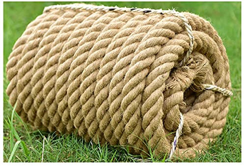 Ficelle de jute Ficelle naturelle de 35 mm de diamètre Corde de jute extérieure robuste Corde de ficelle nautique marine Corde de chanvre épaisse naturelle pour pont de bateau, garde-corps, escalade,