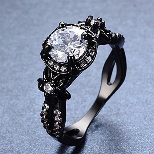 Ring Ringe Damen Bijouterie Herren Luxus Weiblicher Grüner Runder Stein Ring Charme Schwarz Gold Eheringe Für Frauen Versprechen Liebe Blume Verlobungsring 10 Weiß