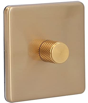 Interruptores de Luz de Atenuación AC220V Interruptor de Latón Tipo Perilla Encendido/Apagado de Acero Inoxidable Dorado para Uso Doméstico(Monochromatic light)