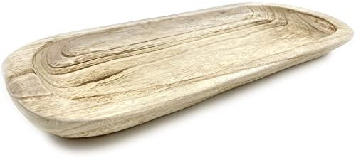 EWEIGEER Serviertablett aus Holz, für Obst, Snacks, Süßigkeiten, handgefertigt, Teigschale, Wurzel-geschnitzt, Obstschale, Kerzenhalter, Tablett, 41,1 cm
