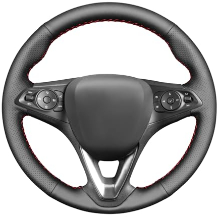 MEWANT Lenkradbezug für Opel Astra (K) / Corsa (E) / Crossland X/Grandland X/Insignia (CT) B/Karl/Zafira (C) Custom Design aus Kunstleder Mikrofaser Leder