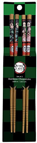 Just Funky Demon Slayer Essstäbchen-Set, Tanjiro und Nezuko, 2 Sets Bambus-Essstäbchen, 22 cm lang