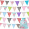 Alintor 46 Flags 45.9ft Fabric Bunting + Drawstring Bag, Ve Day Bunting, Vintage Birthday Bunting, Floral Bunting, Bunting Flags for Garden, Party, Outdoor, Afternoon Tea, Easter Decorations