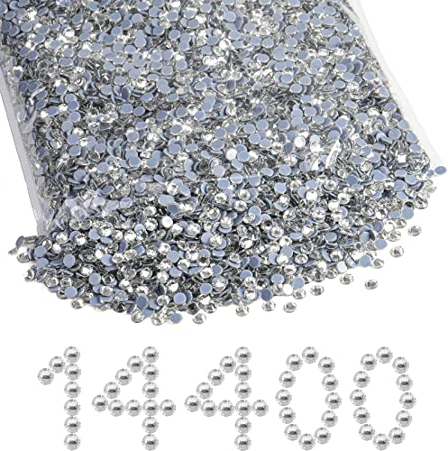BEADSLAND Hotfix Strass Bulk, 14400 piezas de cristal Hotfix Diamantes de imitación para manualidades, ropa, decoración, cristal, blanco, SS16, 3,8-4,0 mm…