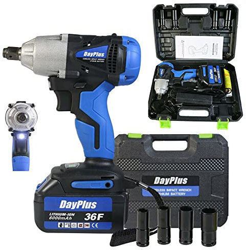 AutoBaBa Avvitatore a Impulsi 21V, 420Nm Avvitatori a Massa Battente 4400 IPM, 6.0Ah Batteria, 4x Chiavi A Bussola per 14/17/19/22mm, Caricatore Rapido, Mandrino 13mm (1/2), con Valigetta Rigida
