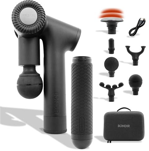 BONDIR R2 PRO Massage Gun - Articulating Deep Tissue Back Massager with Extension Handle and 7X Heads Including Heated Attachment