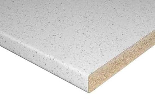 Generico Top per Cucina Piano Cottura in Laminato Stratificato HPL sp mm 38 x 2050 x 600 - Colore: Bianco con Scaglie Alluminio