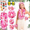 JeVenis Pink Hawaii Party Kostüme Set Hawaii Kostüm Damen Ananas Sonnenbrille Blume-Armbänder Blumen Faschingskostüme für Beachparty Deko