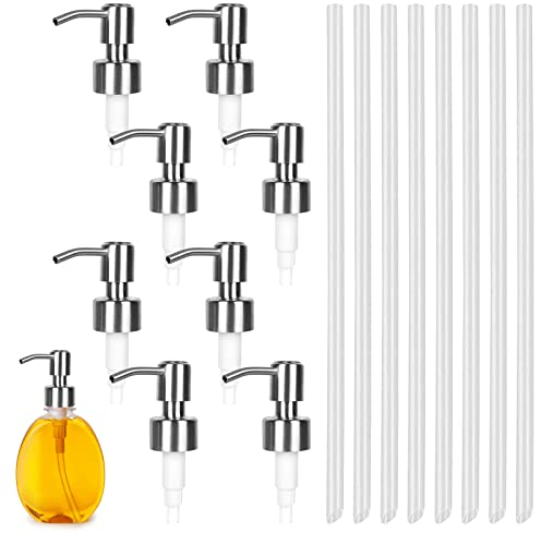 8 Stück Seifenspender Pumpkopf,Edelstahl Seifenpumpe mit Schläuche,Seifenspender Ersatzpumpe Seifenpumpen Ersatzspender für 26-28 mm Gewinde Flasche Seifenspender,Soap Pump Ersatz Seifenspender Pumpe