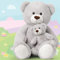 MorisMos groß Teddybär mit Baby, Weich Riesen Teddy Kuscheltier XXL, Grau Teddy Bär Stofftier Plüschtier, Geburtstag Geschenk für Kinder