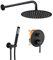 Rea LUNGO BLACK + BOX INCASSO Set Doccia Sistema Doccia in Ottone per Bagno (Nero)