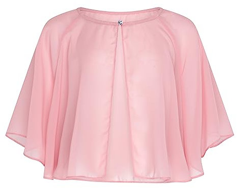 Bolerose weich Hochzeit Umhängetuch Abend Durchsichtiges Chiffon Überwurf Umhang Schultertuch (Zartrosa, Einheitsgröße)