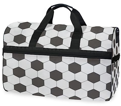 Ball Fußball Schwarz Weiß Sporttasche Badetasche mit Schuhfach Reisetaschen Handtasche für Reisen Frauen Mädchen Männer