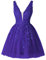 YIANN Homecoming Robe de cocktail courte en V avec appliques en dentelle sans manches avec poches pour juniors adolescents, violet, 46