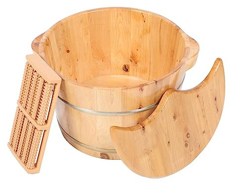 FRCOLOR 1 Set Holz-Fußeimer Massagegeräte Für Füße Badefass Praktische Fußwanne Erwachsenen-Massagegerät Fuß-Spa-Badewanne Pediküre-Wanne Fußwaschbecken Fußbadeeimer