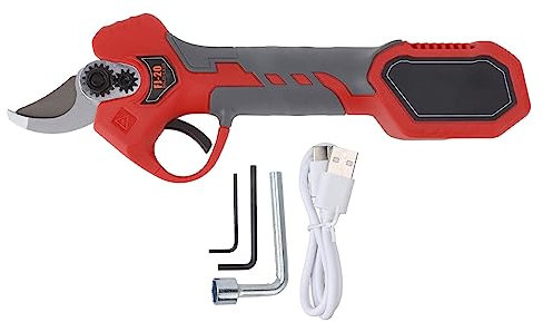 Sécateur électrique Puissant, Ciseaux sans Fil Rechargeables, Longue Durée de Vie de la Batterie, Lames de qualité Supérieure pour Branches de fleurs. (Rouge)