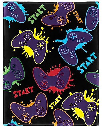 Zomer Kuscheldecke Flauschig Decke 150x200 cm Wohndecke Couchdecke Mikrofaser Sofaüberwurf Tagesdecke weiche warme Sofadecke mit Gaming Motiv