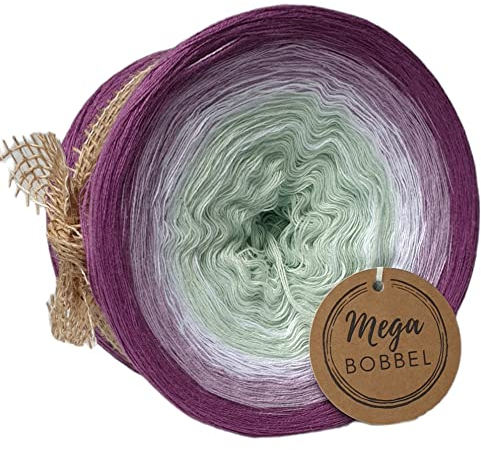 MegaBobbel*Krokusblüte*A248*Farbverlaufsgarn - Lace Garn Bobbel Wolle zum Häkeln & Stricken (3fädig-ca.1500m / Außenfarbe: Erbse)