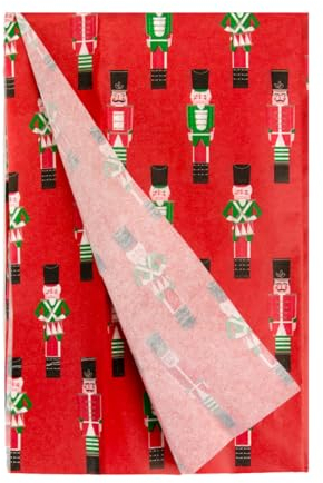 Talking Tables 4 x Nutcracker Themed Tissue Paper Sheets for Xmas Presents Food Hampers | Festive Wrapping for Kids or Adults | Plastic Free & Recyclable at Home | 70cm x 50cm