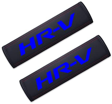 CEMELI 2 Stücke Sicherheitsgurt Pads Schulterpolster Leder für Honda HR-V mit Zeichen Kinder und Erwachsene Schulterschutz,C-Blue