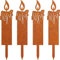 Rost Kerze Gartenstecker Grabdekoration Wetterfest Weihnachtsdeko Gartendeko, 4 Stück, 24cm