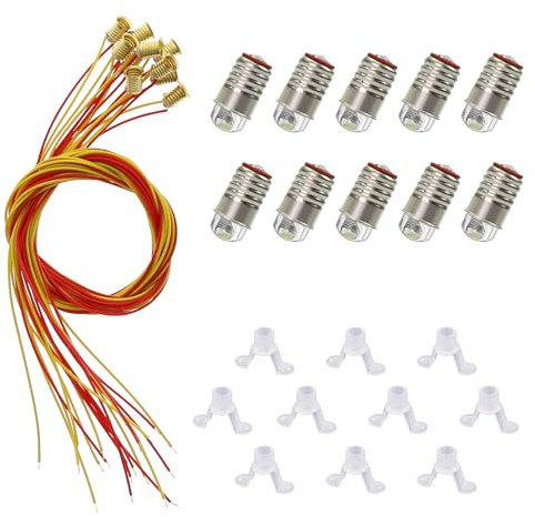 Evemodel 10 Stk. weiße Modell LED Schraubbirne und Standfuß Beleuchtung 9V-14V Lampe