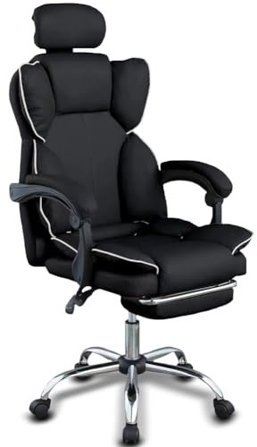 BAKAJI Sedia da Ufficio Ergonomica con Rotelle Girevoli a 360°, Poltrona Gaming da Scrivania con Seduta Imbottita ad Altissima Densità, Schienale Reclinabile e Alzata Regolabile a Gas