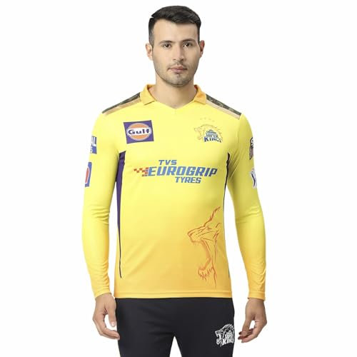 KNK Chennai Super Kings Full Sleeve Cricket Match Jersey IPL 2023, gelb, XL