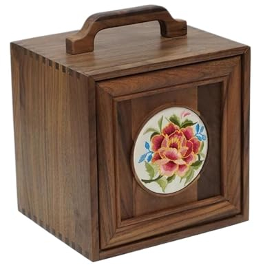 Boîte à bijoux portable en bois de noyer massif pour bijoux - Boîte de rangement de bureau - Style rétro chinois - Noyer noir
