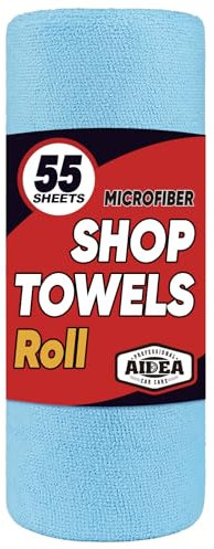 AIDEA Shop Towels 55 Sheets, Microfiber Cleaning Cloth Blue Shop Rags Washable, Microfiber Towels for Cars, Cleaning Rags Reusable Paper Towels for Automotive, Mechanic, Workshop, House, Kitchen,11×9