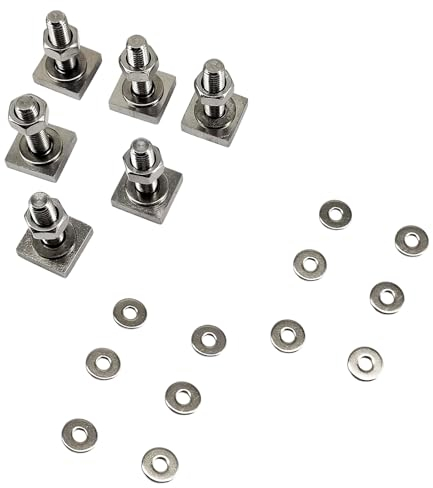6pcs T-Slot Bolts for Roof Rack Cross Bars, Platforms with M8 Stainless Steel T-Track Bolt Adapter for Securing Bike/Ski/Kayak Racks, Solar Panels/Awnings