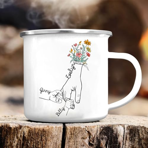 ALBERTBAND Regalo para el Día de la Madre: Taza Personalizable con Nombres - Regalo para Mamá - Regalo Personalizado para Mujer (3 nombre)