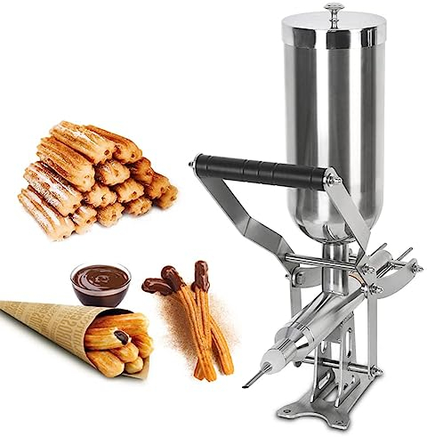 Churro Maker 4,5L Manueller Füllstoff Edelstahl - Donut & Obst Latin Marmelade Füllmaschine für Küche Restaurant