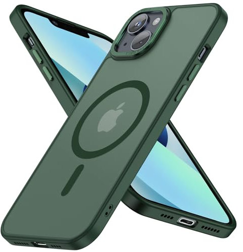 Cokwi Cover Magnetica per iPhone 14, iPhone 13 (6,1 Pollici) Compatibile con MagSafe Protezione Antiurto Suprema – Magnetismo Potente e Protezione Militare – Custodia Traslucida Opaca – Verde