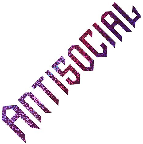 ANTISOCIAL Autoaufkleber, Tuningsticker, Aufkleber für Heckscheibe, Frontscheibe, Seitenaufkleber, Kfz, Bus, Auto, Wohnmobil, Motorsport (Hologramm Glitzer Lila, 55cm x 13,7cm)