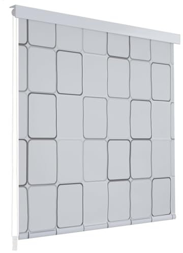 Sufrk Duschrollo 80x240 cm Quadratmuster BadevorhäNge Rollvorhang Duschrollo Ftir Badewanne