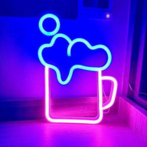 Beer Neonschild LED Leuchtreklame Bar Schild Wandkunst Dekoration für Party Club Restaurant Zuhause Geschäft Hotel, Batterie oder USB Betrieben Biergeschenke für Männer Teenager Geburtstage