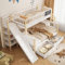 FEZTOY Kinderbett Etagenbett mit Treppe&Rutsche&Graffiti-Brett&Schubladen&Regal, Holzbett Hochbett mit Rausfallschutz, 140x200cm & 90x200cm,ohne Matratze