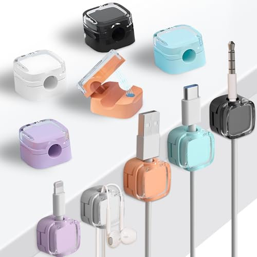Magnetische Kabel Clips Yingtop 10PCS Kabelhalter Selbstklebend Kabelhalter Magnetisch Kabel Organizer Wandhalter für Kabel Feder Kabelklemmen für Schreibtisch, Nachttisch, Ladekabel, USB-Farbmischung