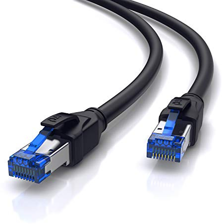 CSL - 7,5m CAT.8 Netzwerkkabel Outdoor 40 Gbits - LAN Kabel Patchkabel Datenkabel - CAT 8 High Speed Gigabit Ethernet Cable - 40000 Mbits - abriebfest – ölbeständig – wasserfest – IP66